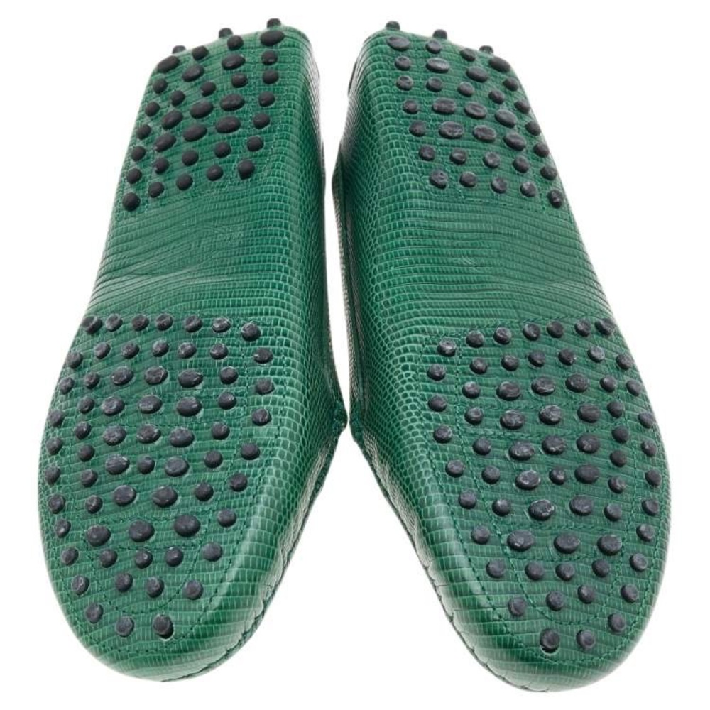 Tod's Green Leather Moccasin Driving Loafers - Picture 8 of 14